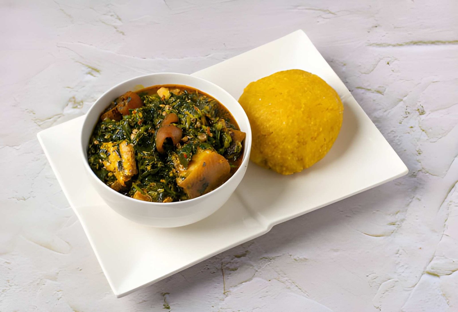 Eba and vegetable soup